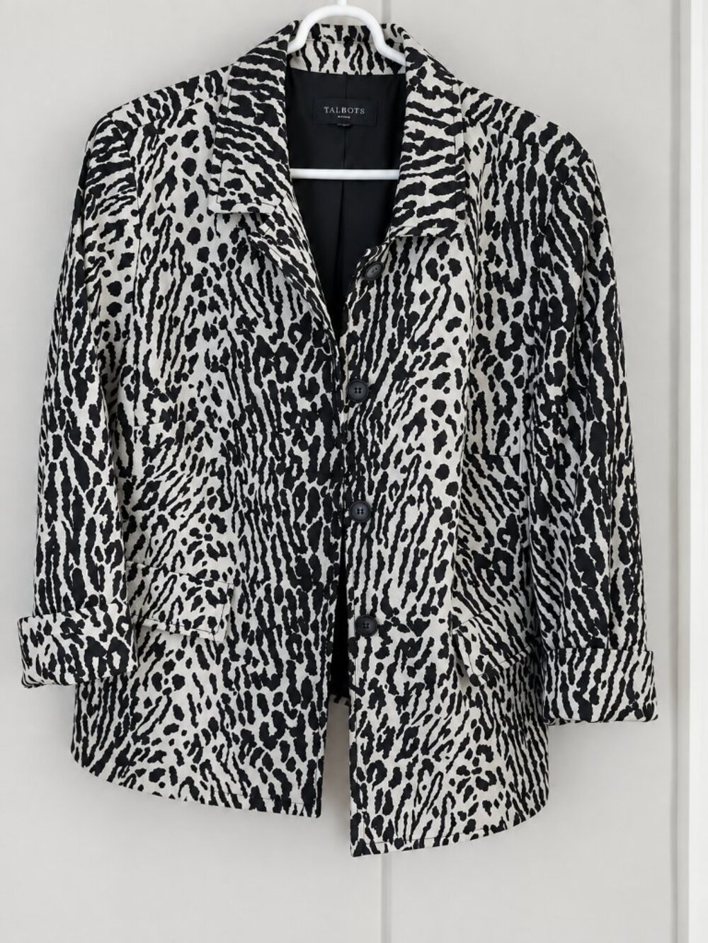 Talbots Woman Kate Fit Romantically Curvy Zebra Animal Print Jacket Blazer 24W
